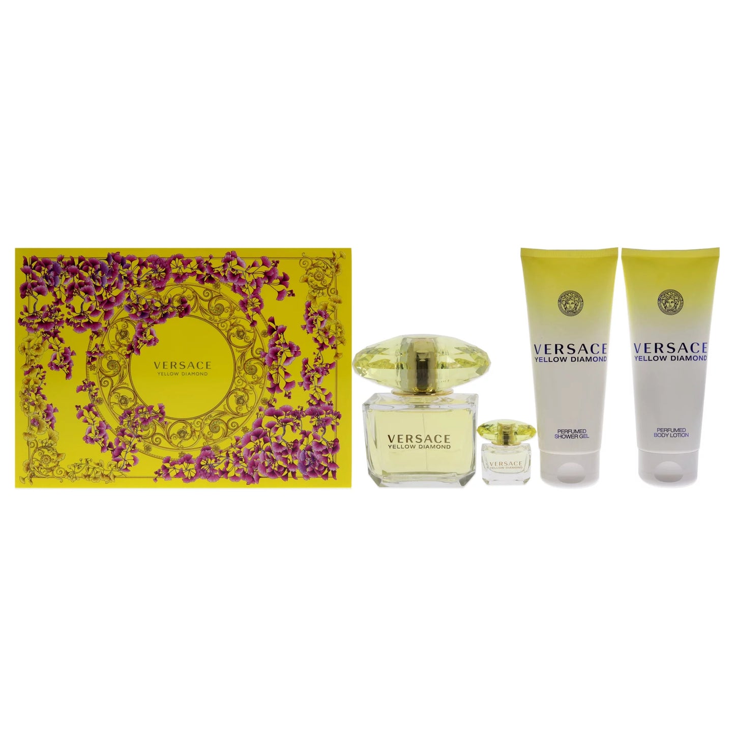 Versace Yellow Diamond Perfumed Shower Gel 100 ml; Body Lotion 100 ml; EDT 5 ml and Natural Spray 90 ml