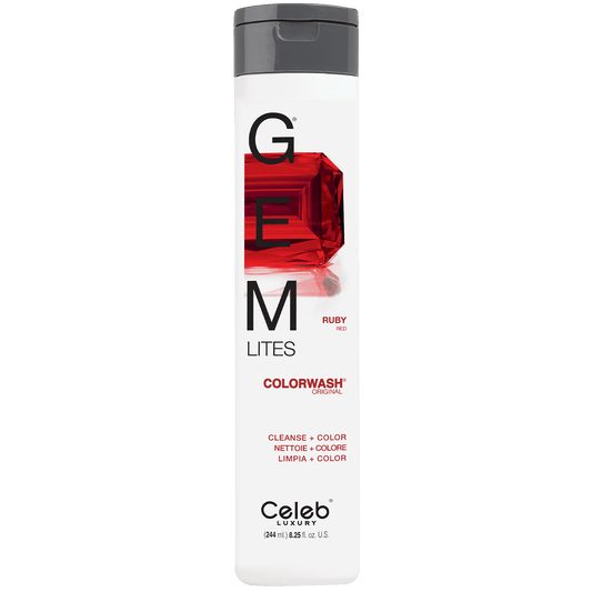 Celeb Luxury Gem Lites Ruby Red 10x Multi-lingual Colorwash Shampoo 244 ml / 8.25 oz