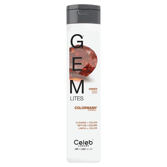 Celeb Luxury Gem Lites Amber Copper Brown 10x Multi-lingual Colorwash Shampoo 244 ml /8.25 oz