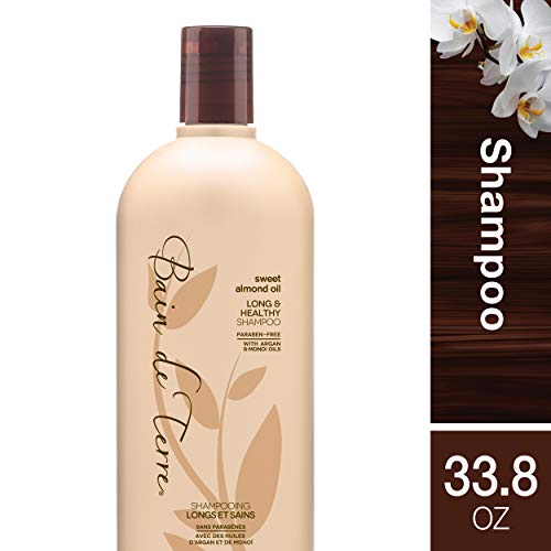 Bain de Terre Sweet Almond Oil Long and Healthy Shampoo, with Argan and Monoi Oil, Paraben-Free, 33.8-Ounce